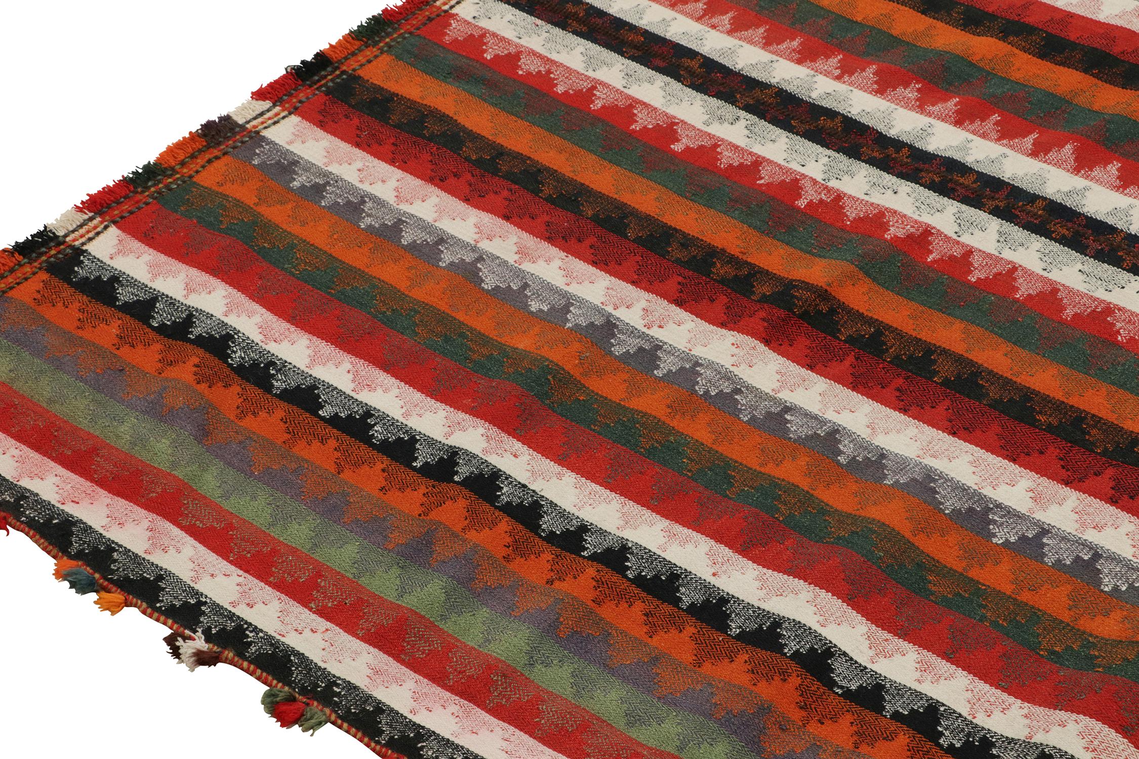 Vintage Shiraz Persian Kilim Rug in Polychromatic Stripes by Rug & Kilim In Good Condition For Sale In Long Island City, NY