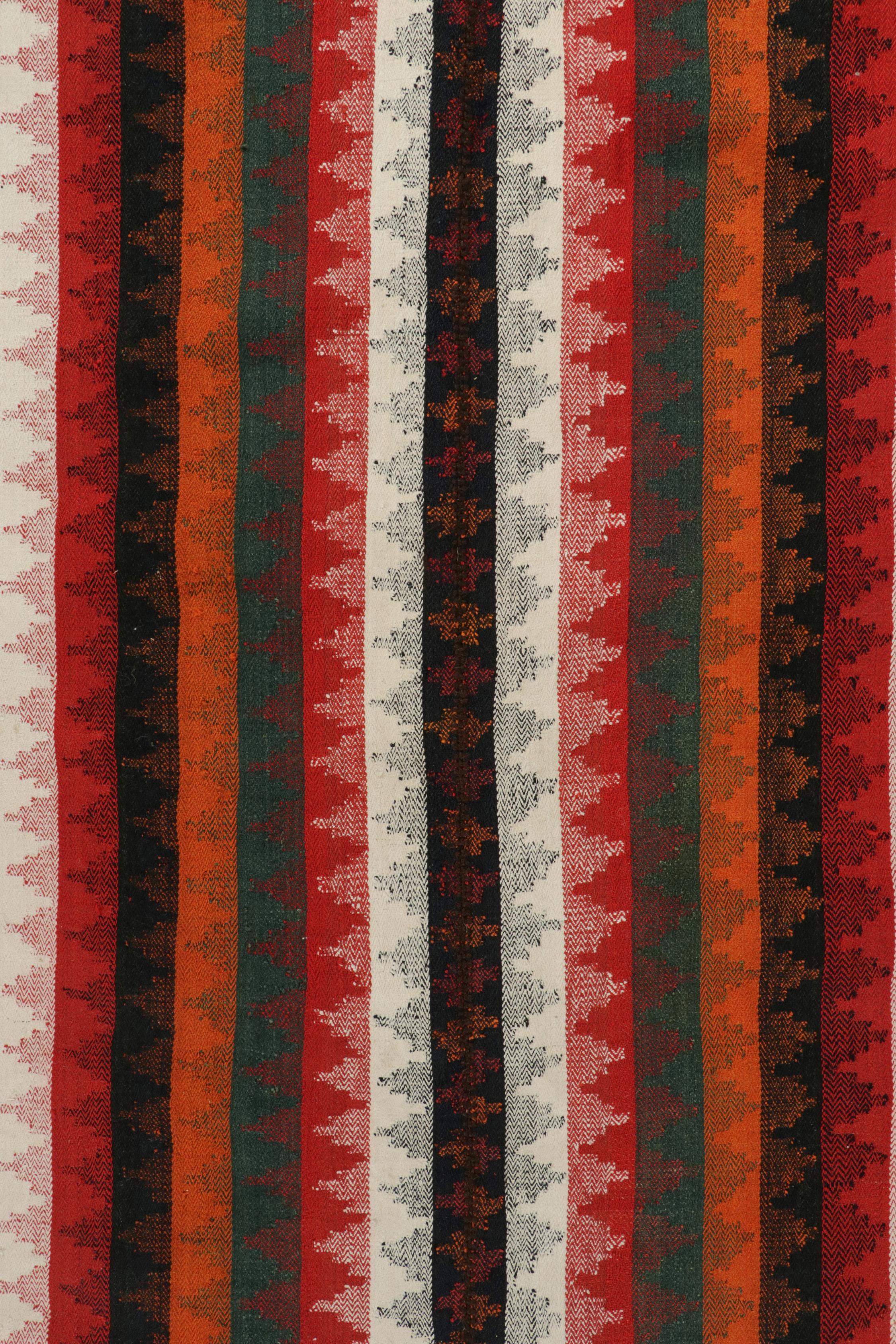 Mid-20th Century Vintage Shiraz Persian Kilim Rug in Polychromatic Stripes by Rug & Kilim For Sale