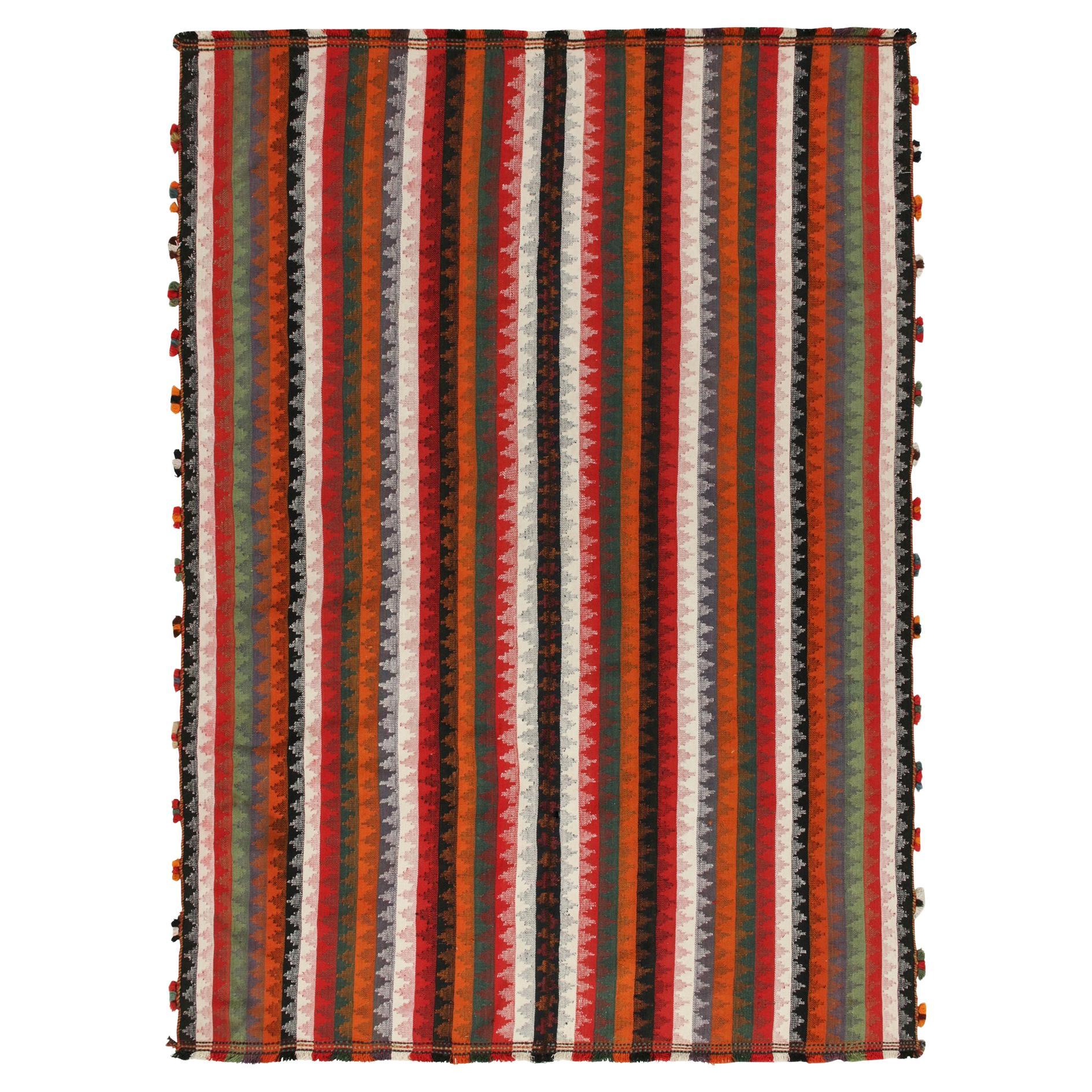 Vintage Shiraz Persian Kilim Rug in Polychromatic Stripes by Rug & Kilim For Sale