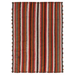 Retro Shiraz Persian Kilim Rug in Polychromatic Stripes by Rug & Kilim