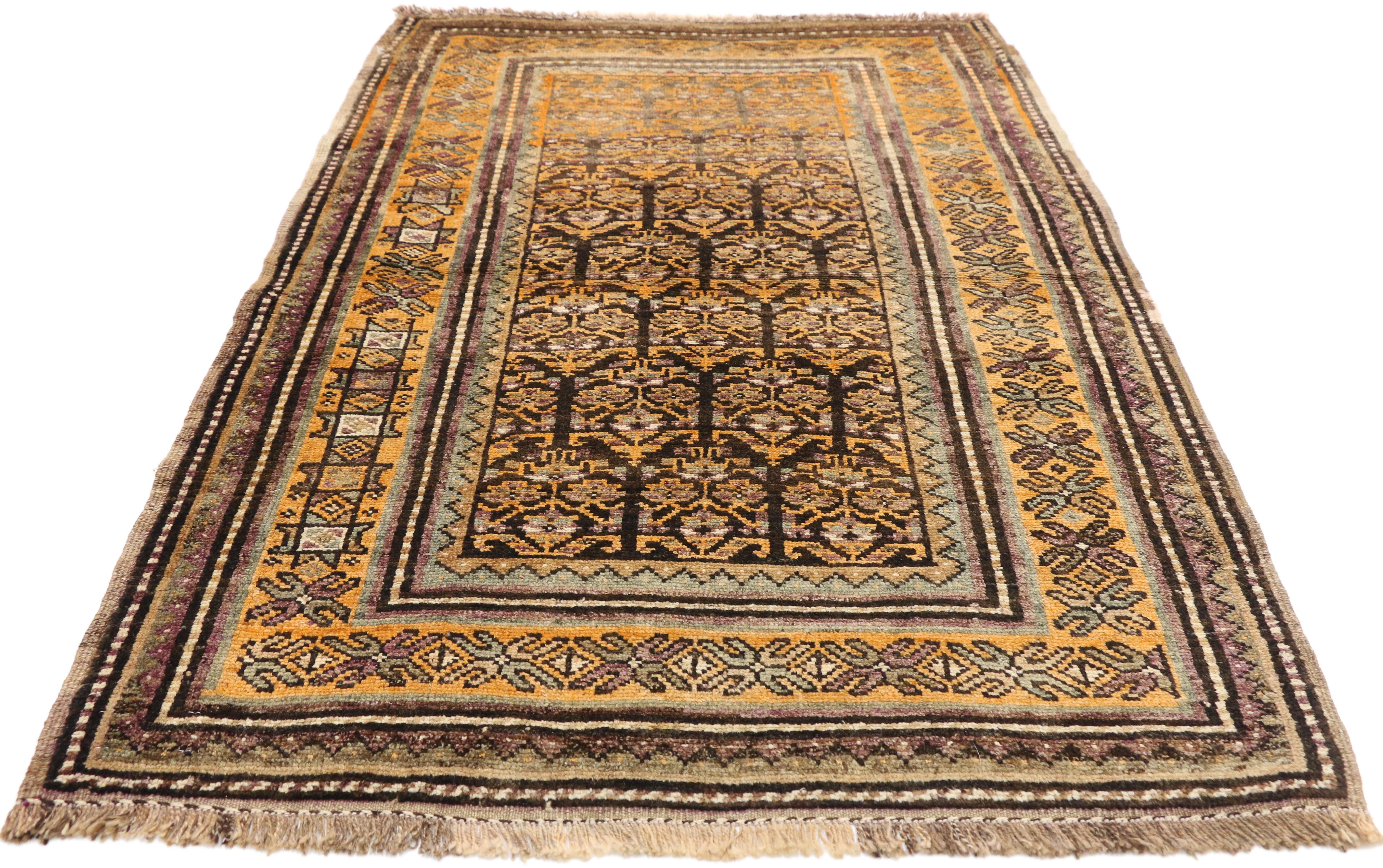 Hand-Knotted Vintage Shiraz Persian Tribal Rug with Mid-Century Modern Style For Sale