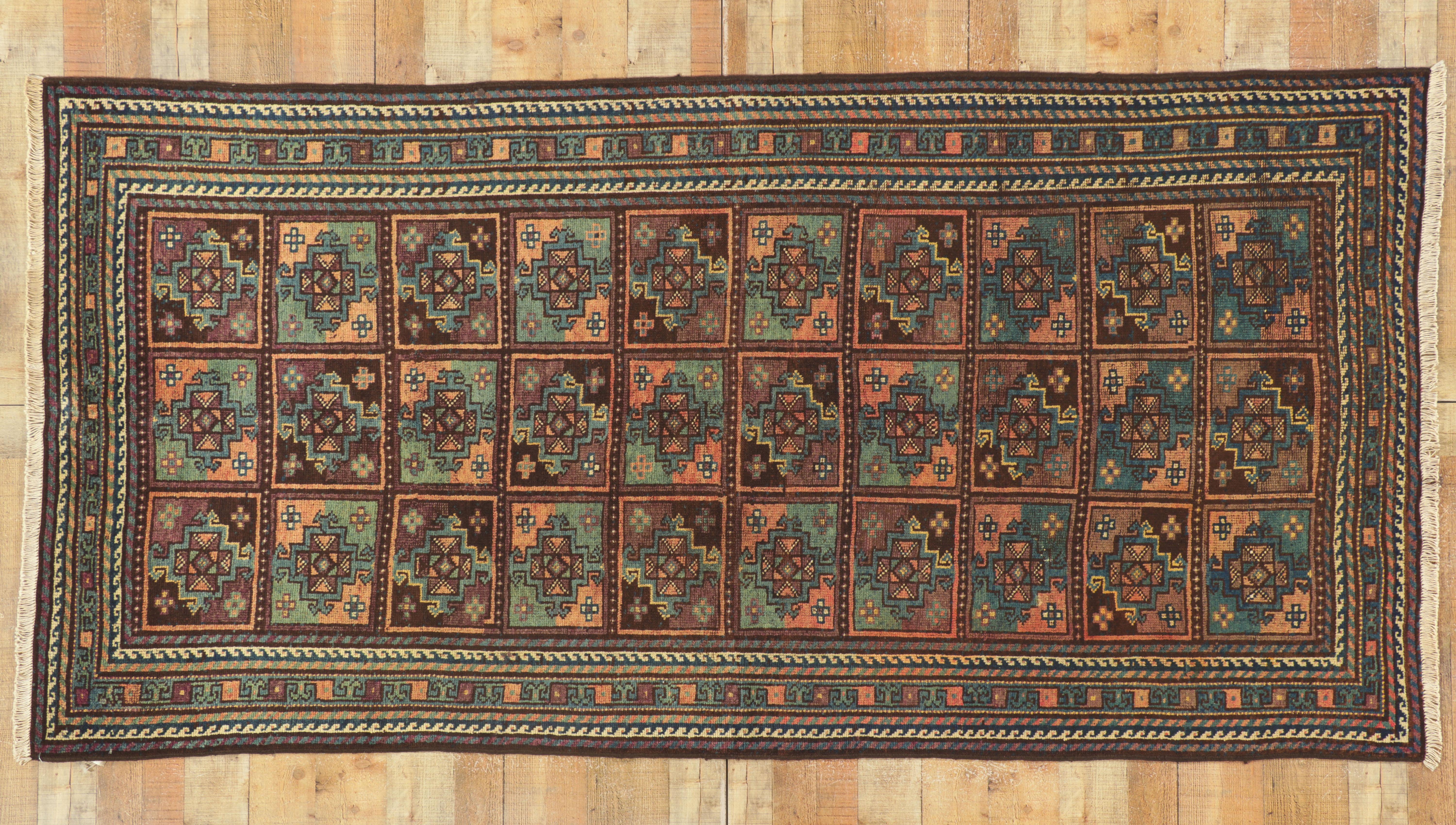Vintage Shiraz Persian Rug with Mid-Century Modern Tribal Style 5