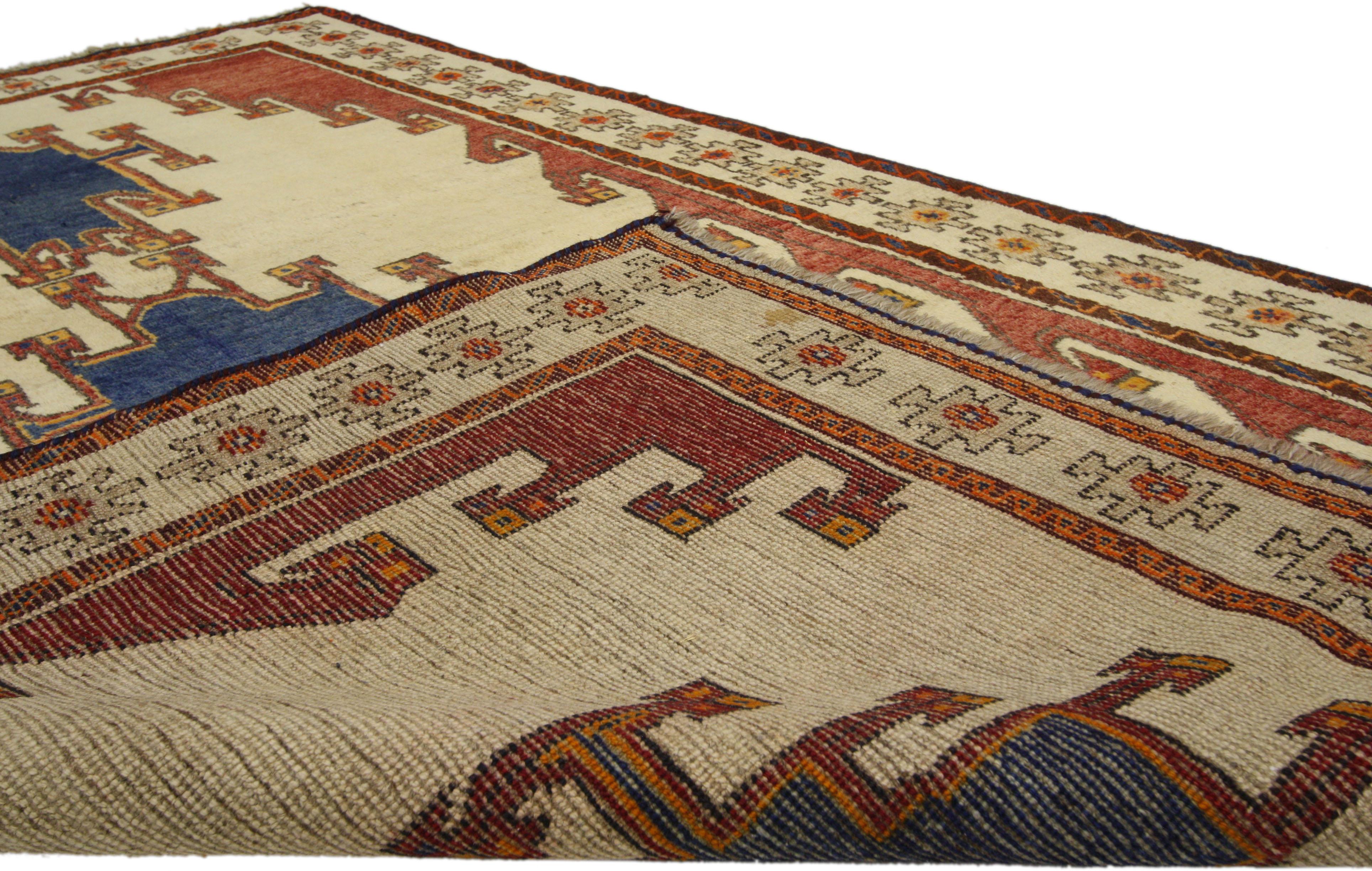 Hand-Knotted Vintage Shiraz Persian Rug with Modern Tribal Style For Sale