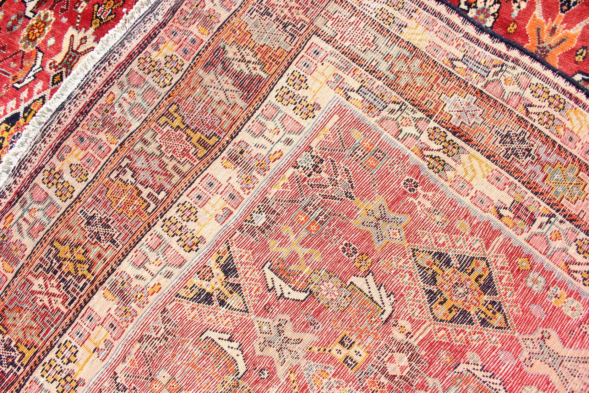 Vintage Shiraz/Qashgai Persian Rug in All-Over Design in Red and Multi-Colors 5