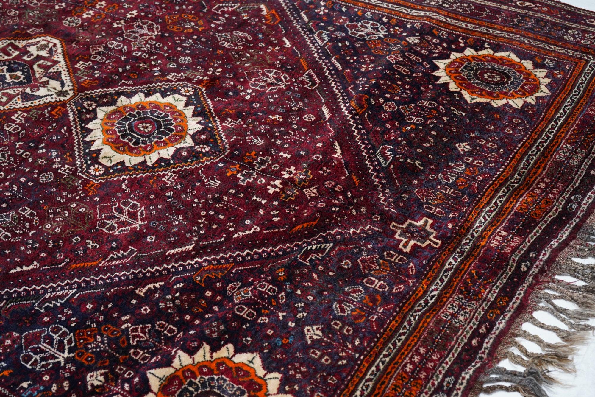 Wool Vintage Shiraz Rug 7'0'' x 10'7'' For Sale