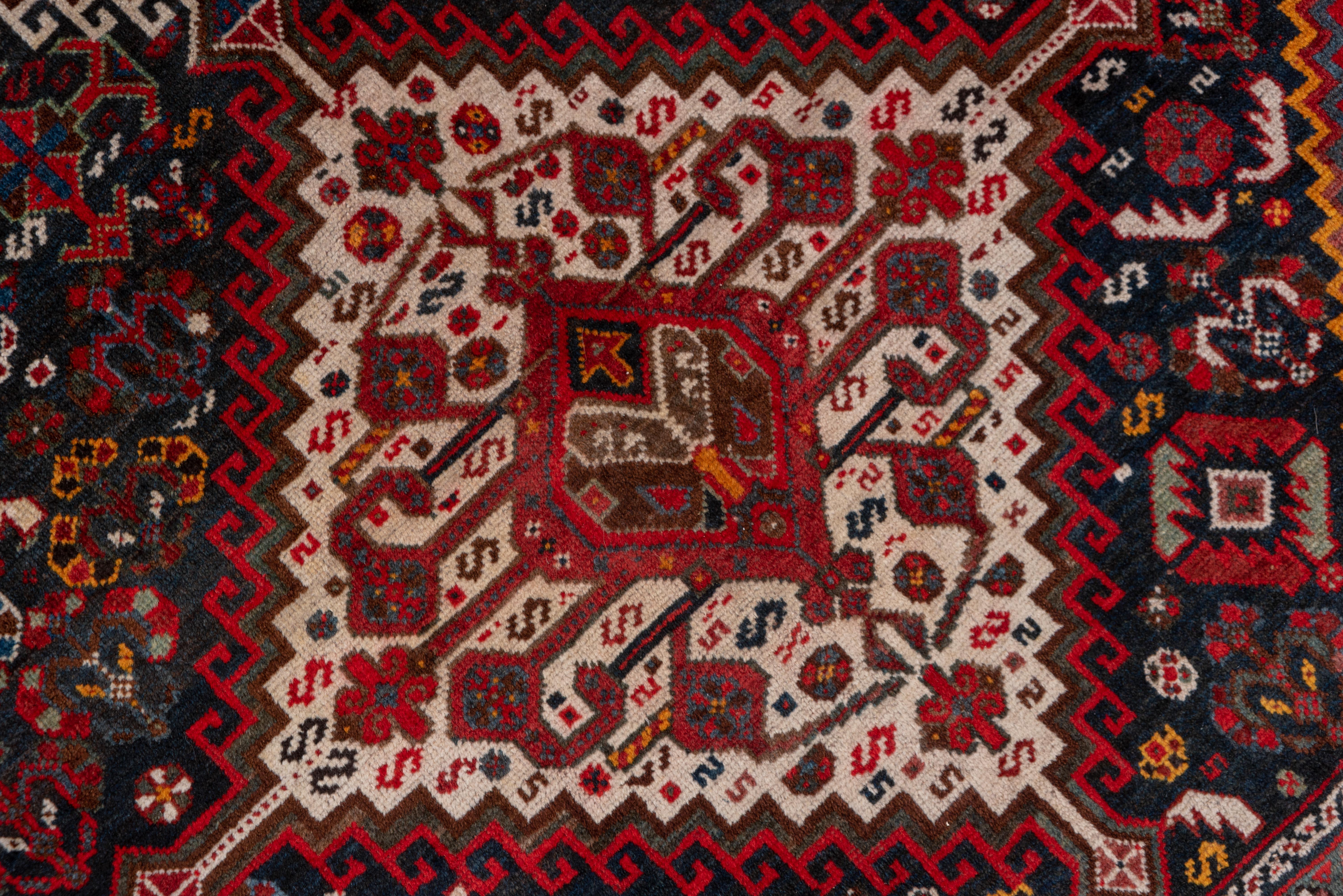 Wool Vintage Shiraz Rug Tribal Medallion Design For Sale