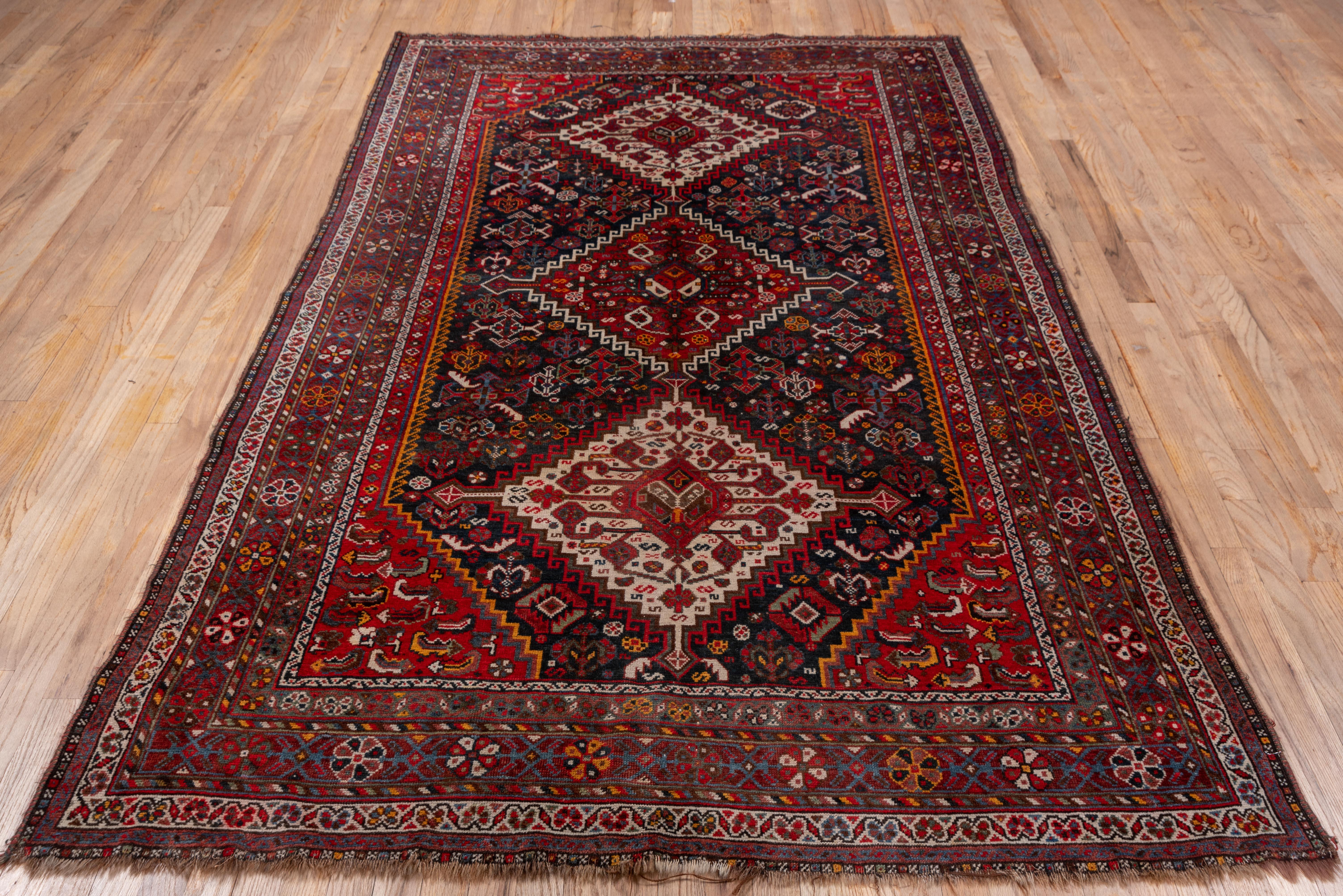 Vintage Shiraz Rug Tribal Medallion Design For Sale 2