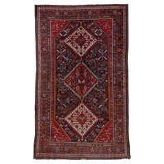 Vintage Shiraz Rug Tribal Medallion Design