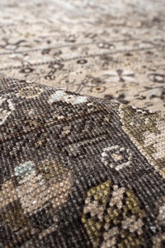 Vintage Shiraz Rug with Charcoal Field and Faded Taupe Medallion