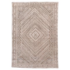 Vintage Shiraz Rug with Neutral Tribal Field and Diamond Medallion