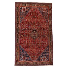 Vintage Shiraz with Red field Filled with Small Leaves and Dark Blue Border