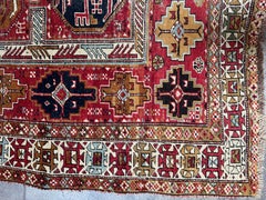 Vintage Shirvan Hand-Knotted Wool Rug With Intricate Tribal Patterns