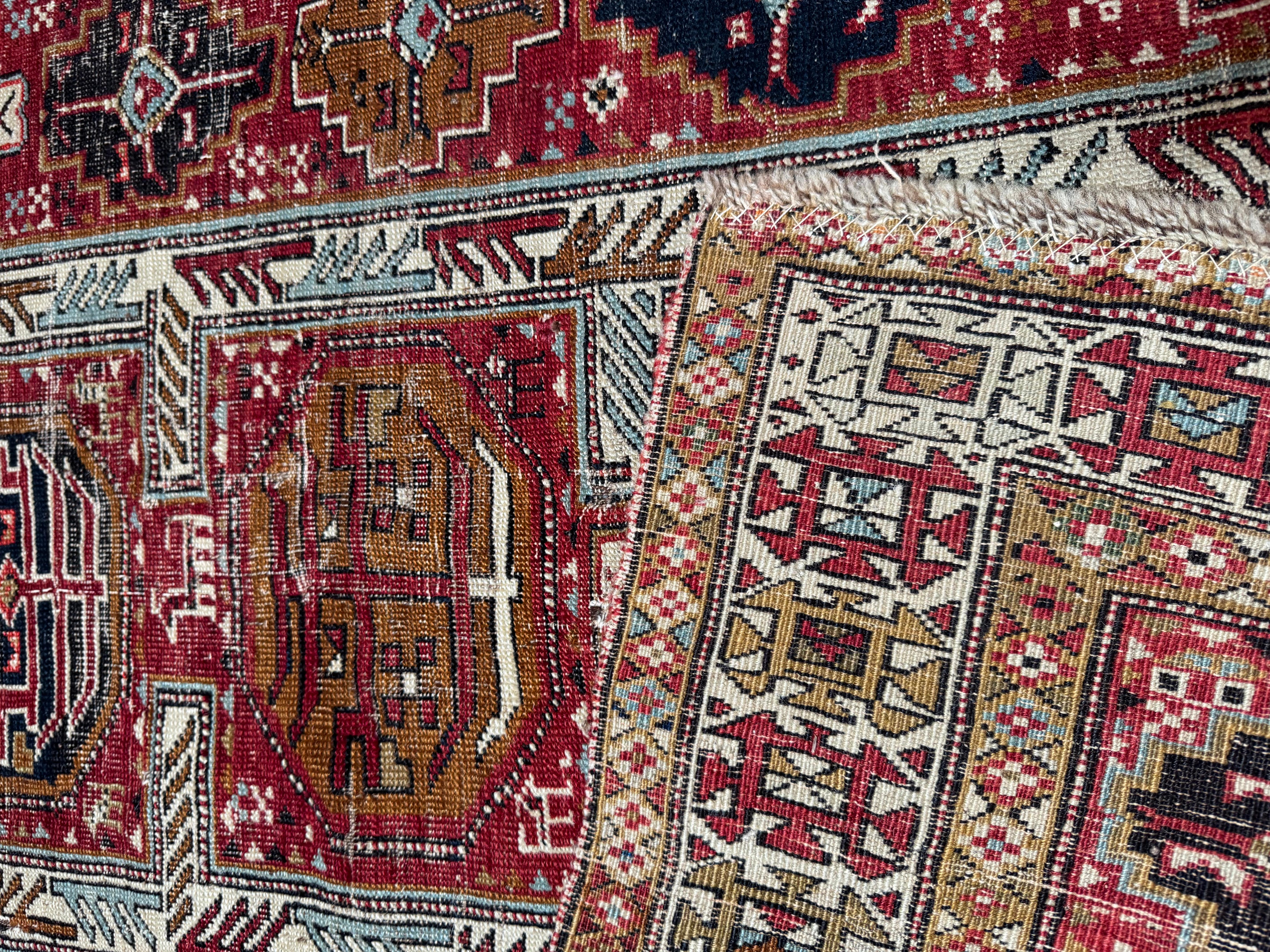 Mid-Century Modern Vintage Shirvan Hand-Knotted Wool Rug With Intricate Tribal Patterns For Sale