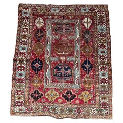 Vintage Shirvan Hand-Knotted Wool Rug With Intricate Tribal Patterns