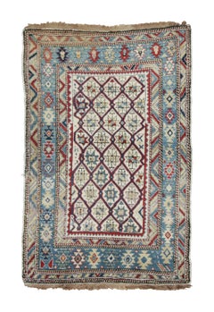 Vintage Shirvan Square Rug with Polychromatic Geometric Patterns - Rug & Kilim