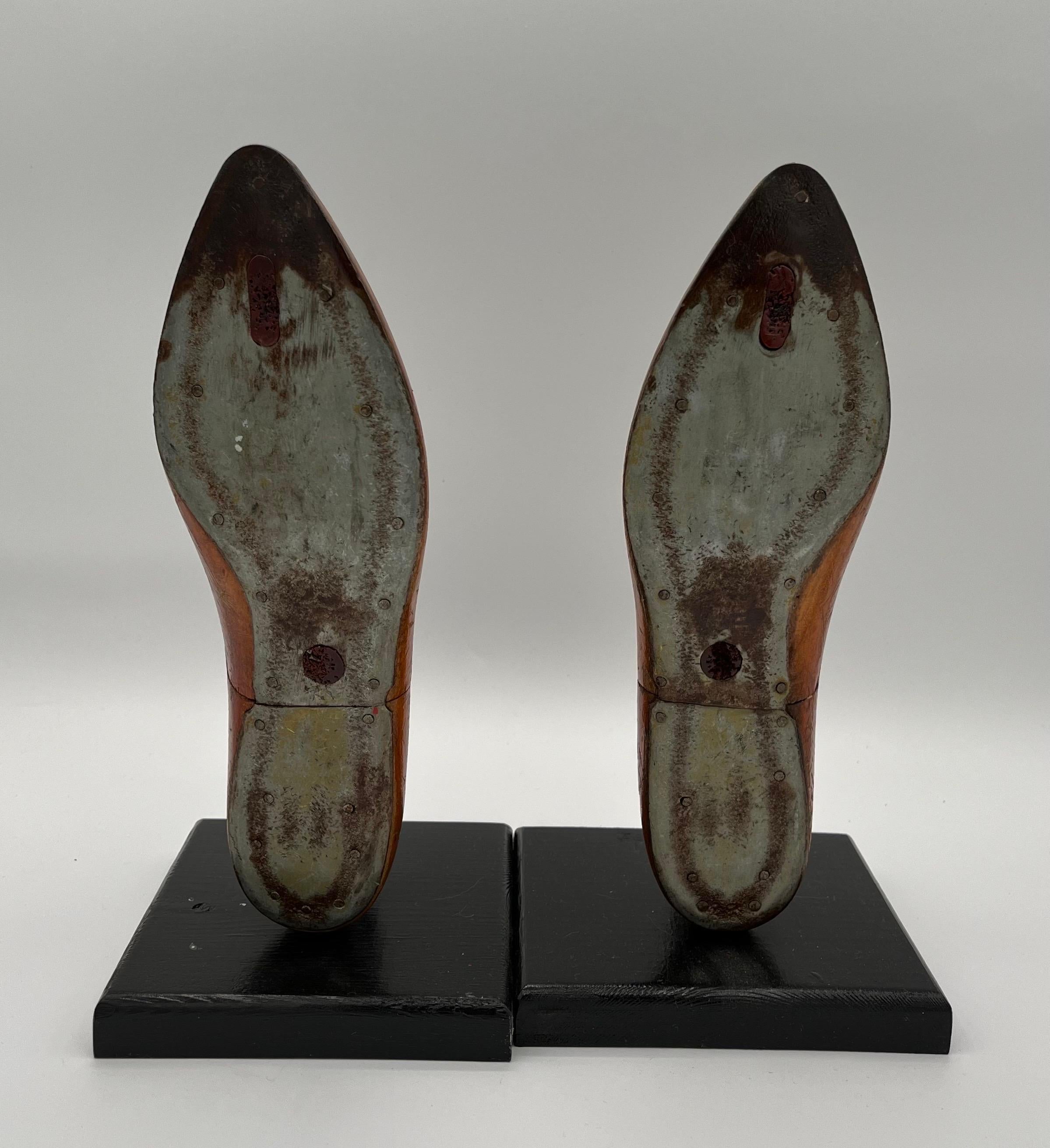 Folk Art Vintage Shoe Mold Book End Sculpture For Sale