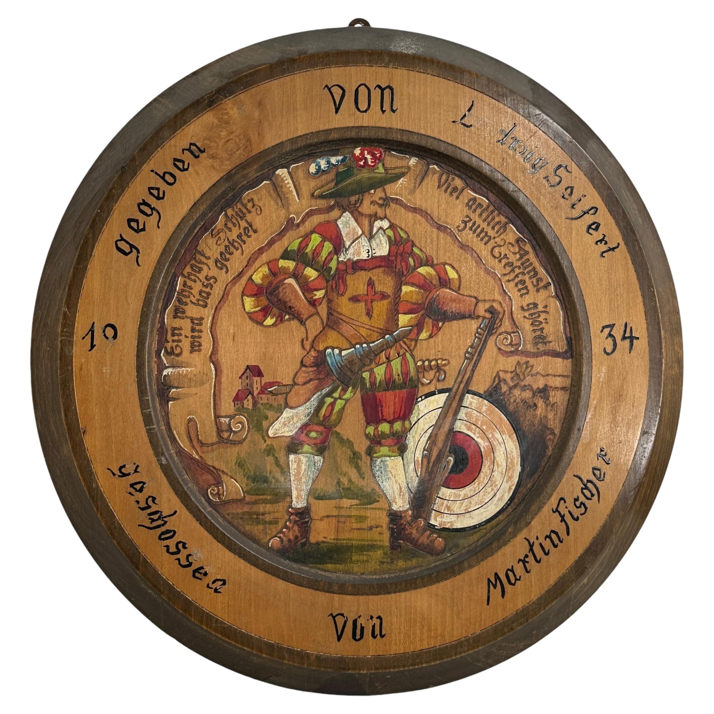 Vintage Shooting Club Lodge Target Plaque German 1934, Carnival Folk Art