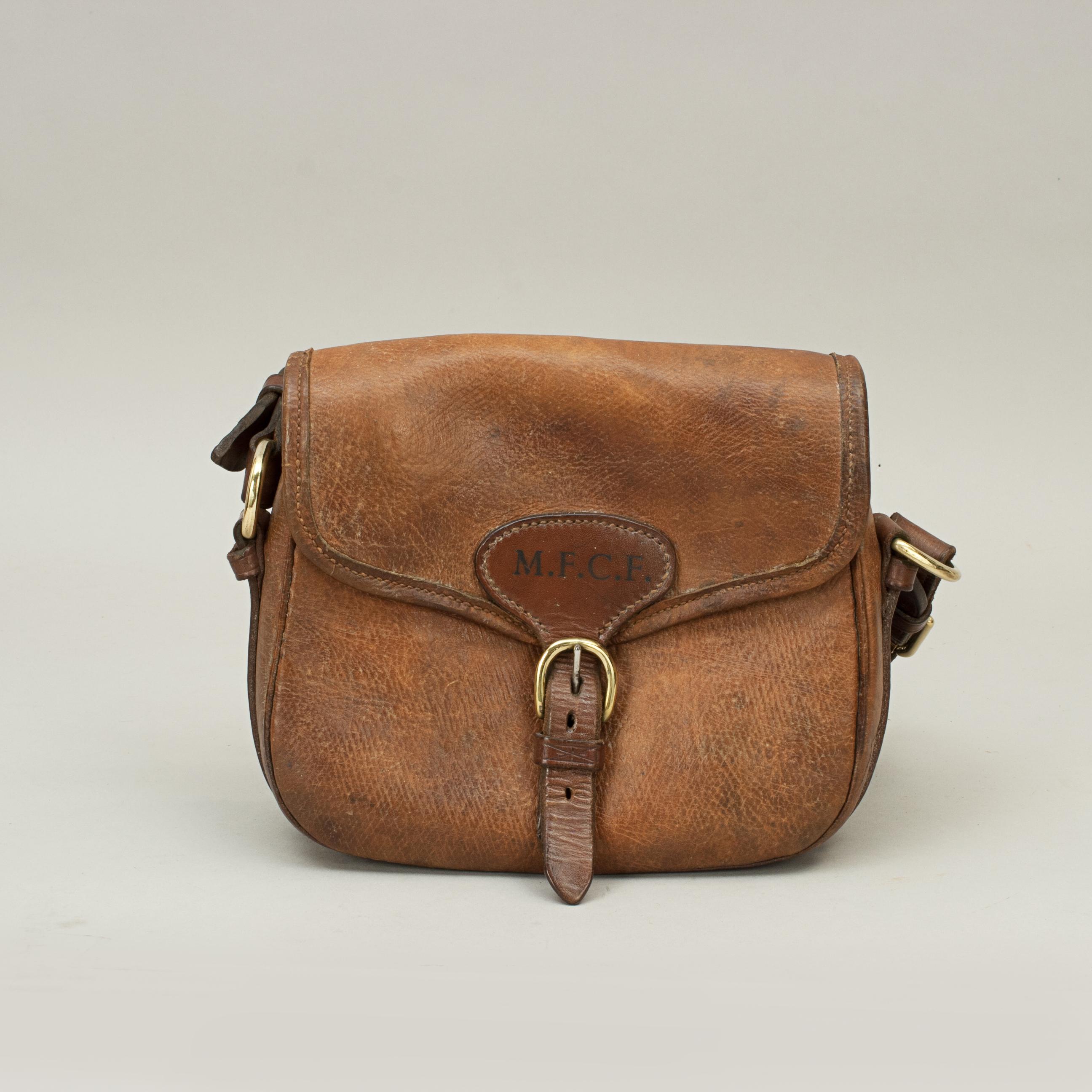 Vintage Shooting Leather Cartridge Bag, Stamped 185 2