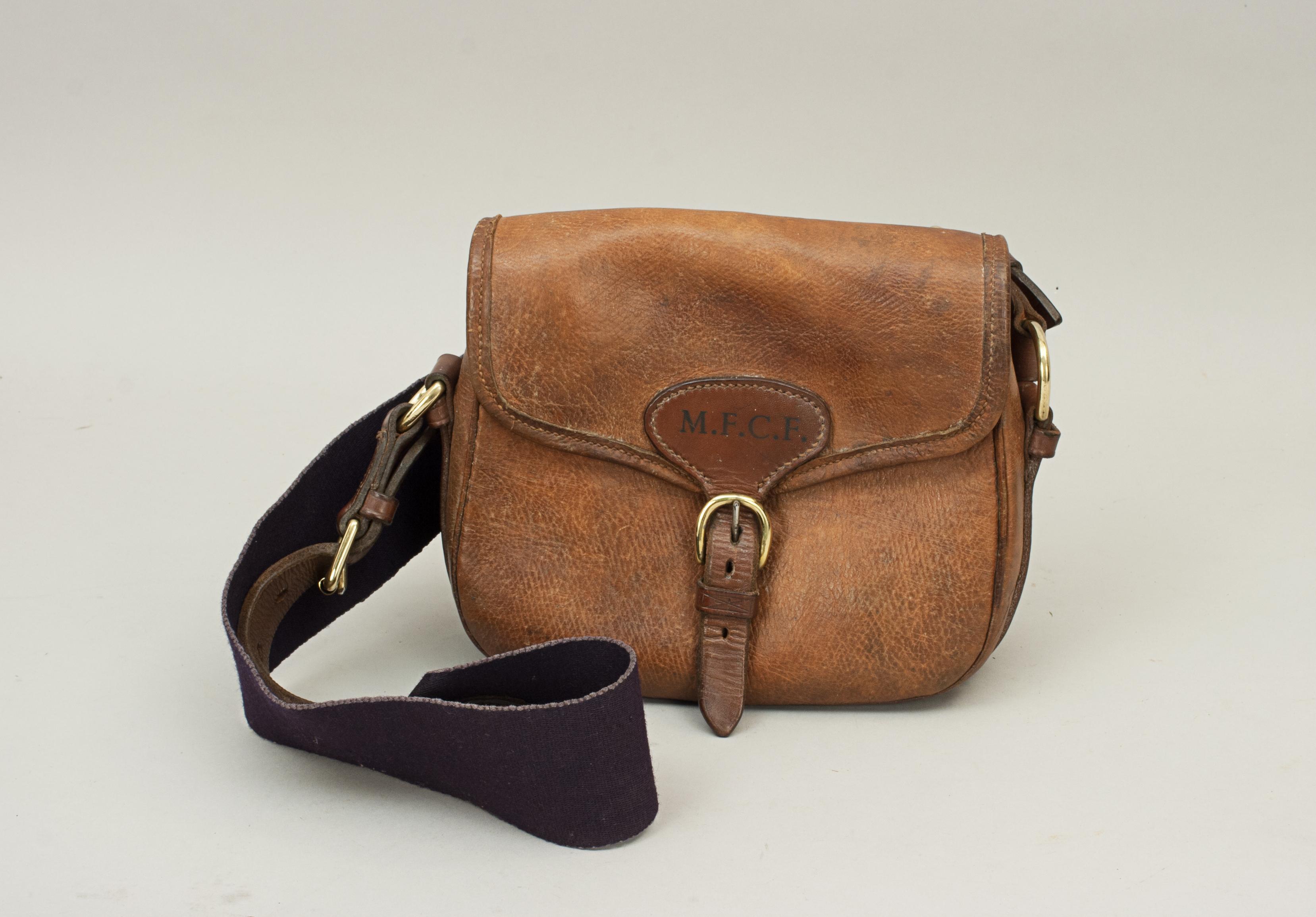 Vintage Shooting Leather Cartridge Bag, Stamped 185 1