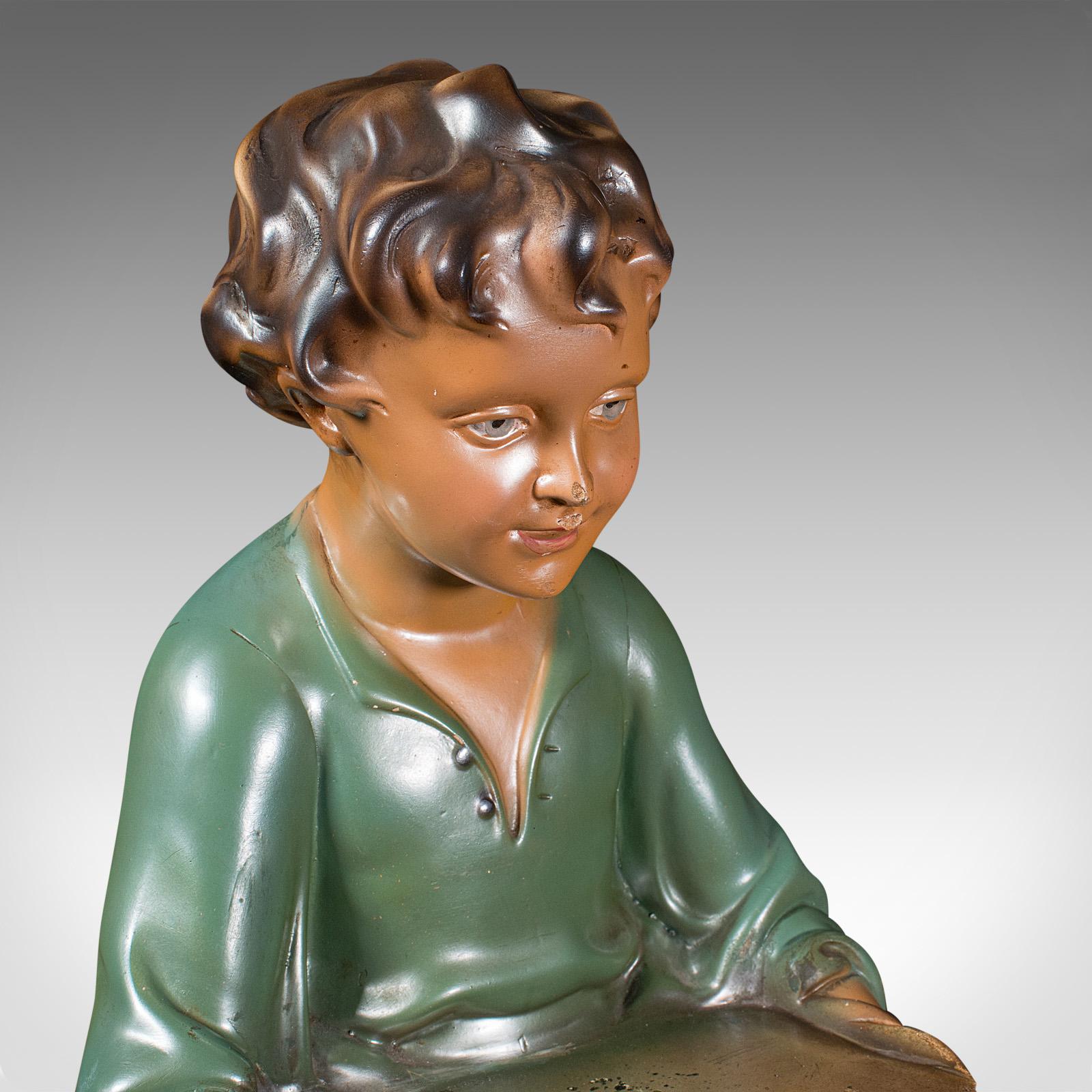Intonaco Espositore da banco vintage, inglese, gesso, figura decorativa, Art Decor in vendita