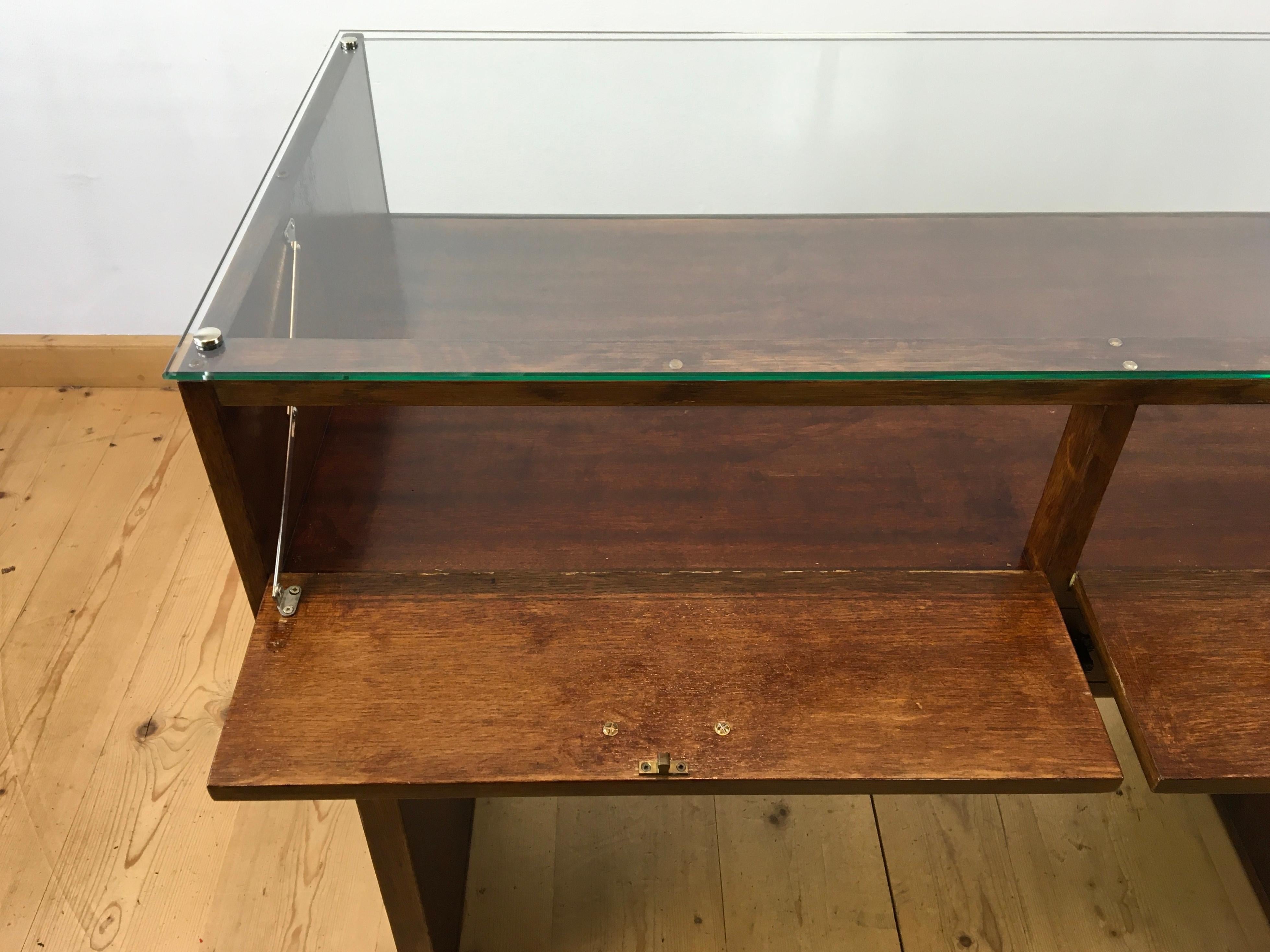 Vintage Shop Counter, Wood, Glass, Valves and Drawers 1