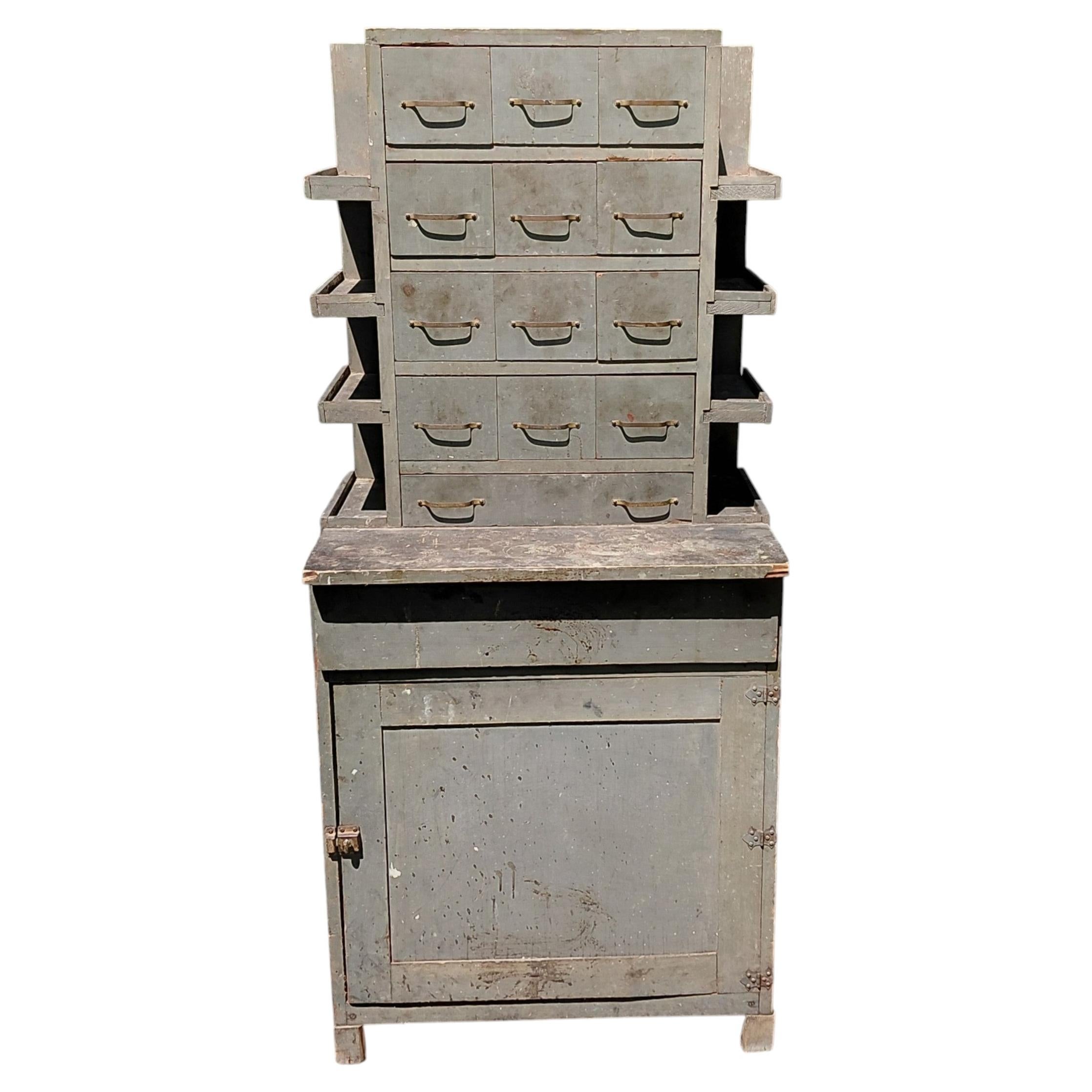 Vintage Shop Made Machinists Cabinet Multi Drawer Storage