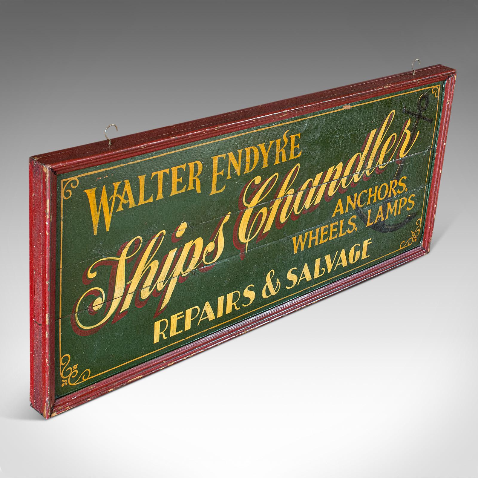 Hand-Painted Vintage Shop Sign English Pine, Chandler, Hand Painted, Sign Written, circa 1930