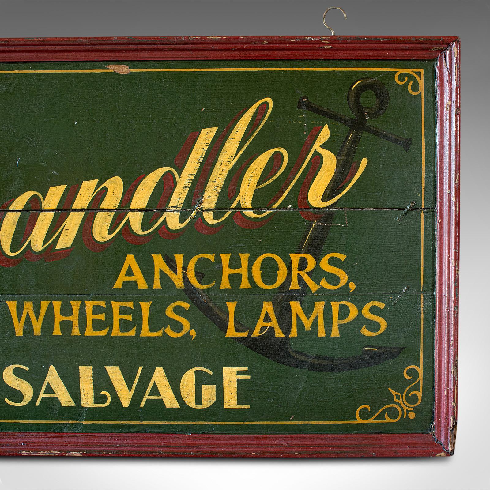20th Century Vintage Shop Sign English Pine, Chandler, Hand Painted, Sign Written, circa 1930