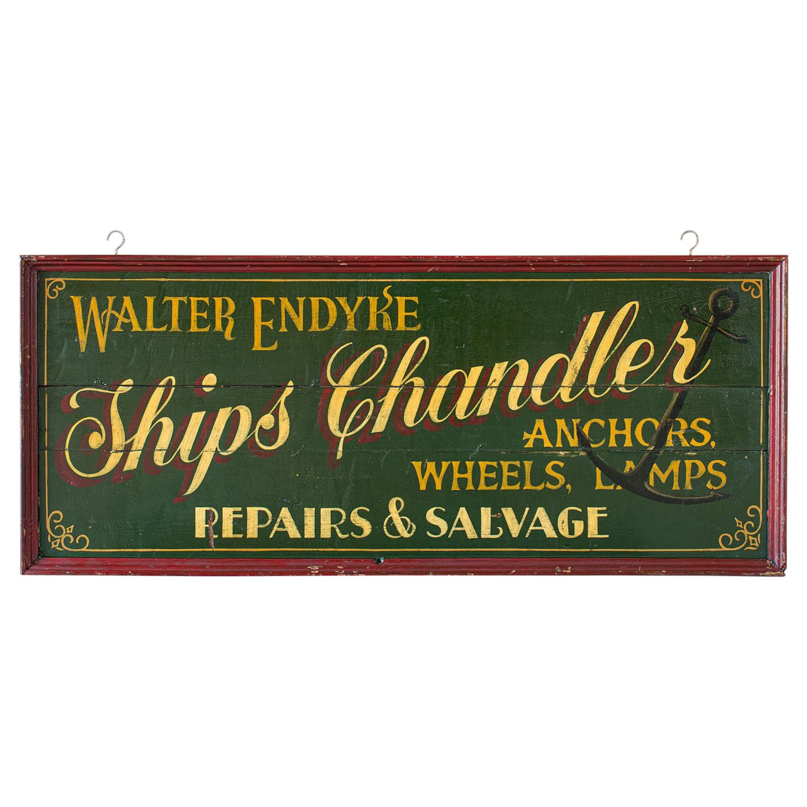 Vintage Shop Sign English Pine, Chandler, Hand Painted, Sign Written, circa 1930