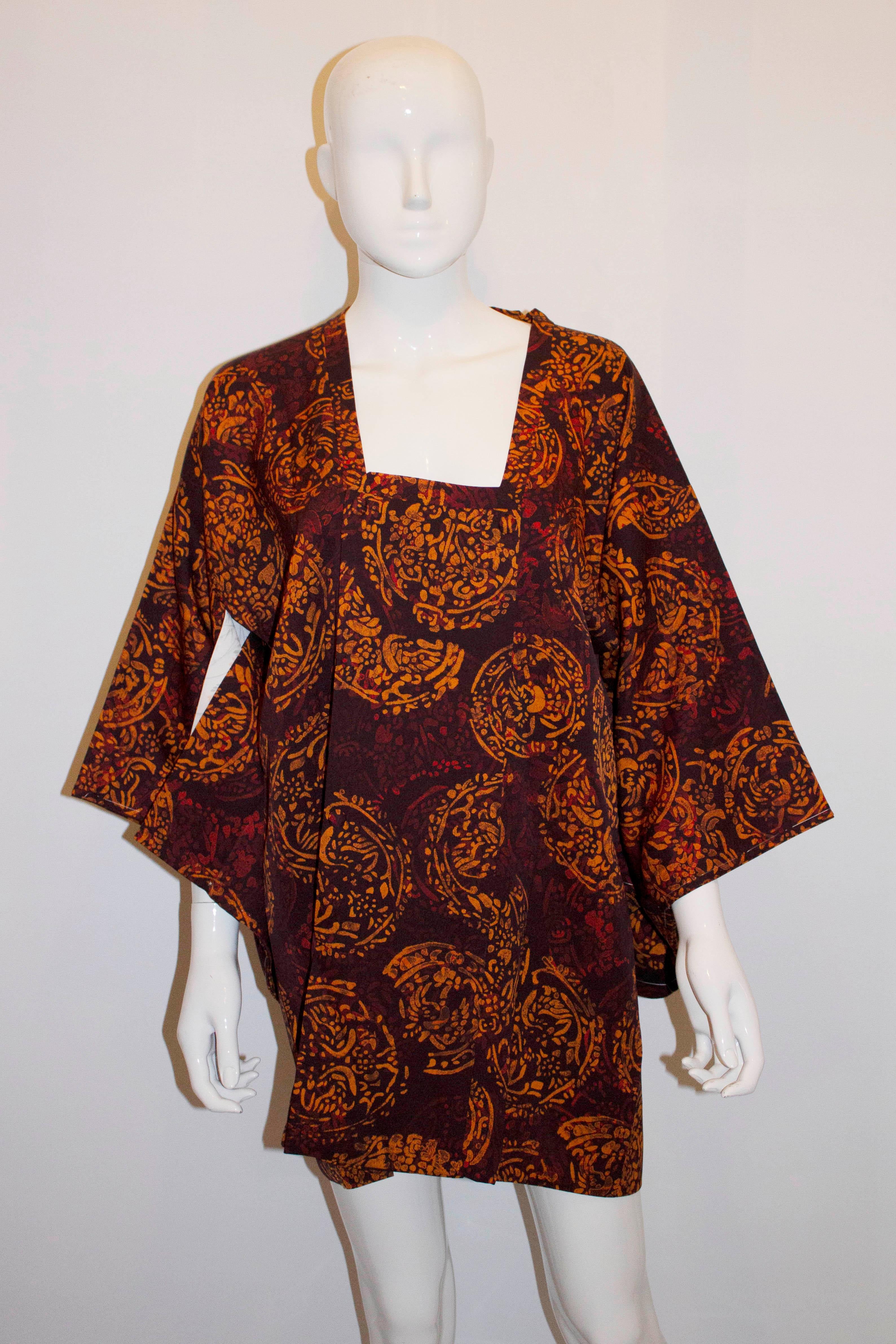 Brown Vintage Short Kimono For Sale