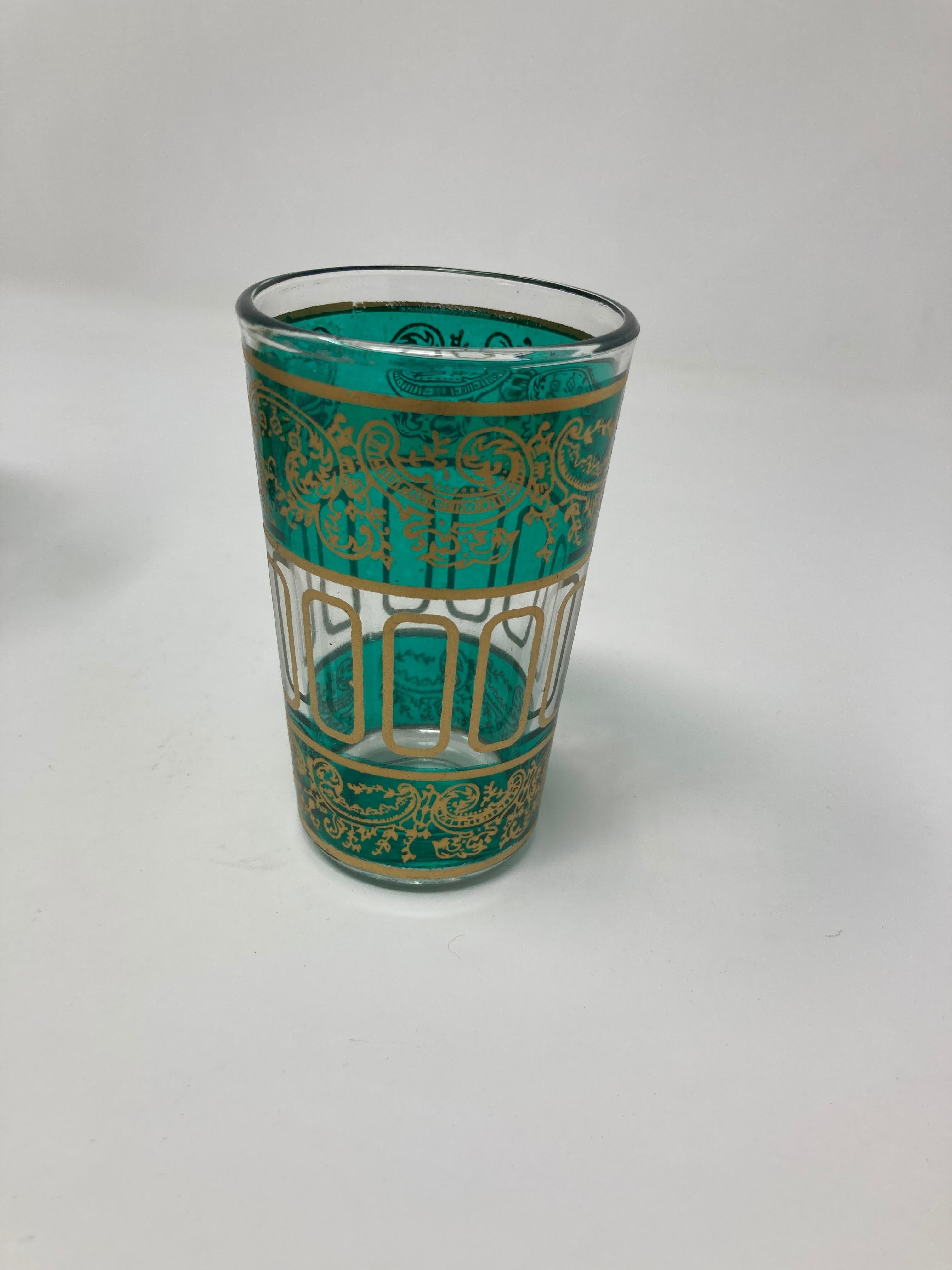 Vintage Shot Glasses with Gold Raised Moorish Design 2