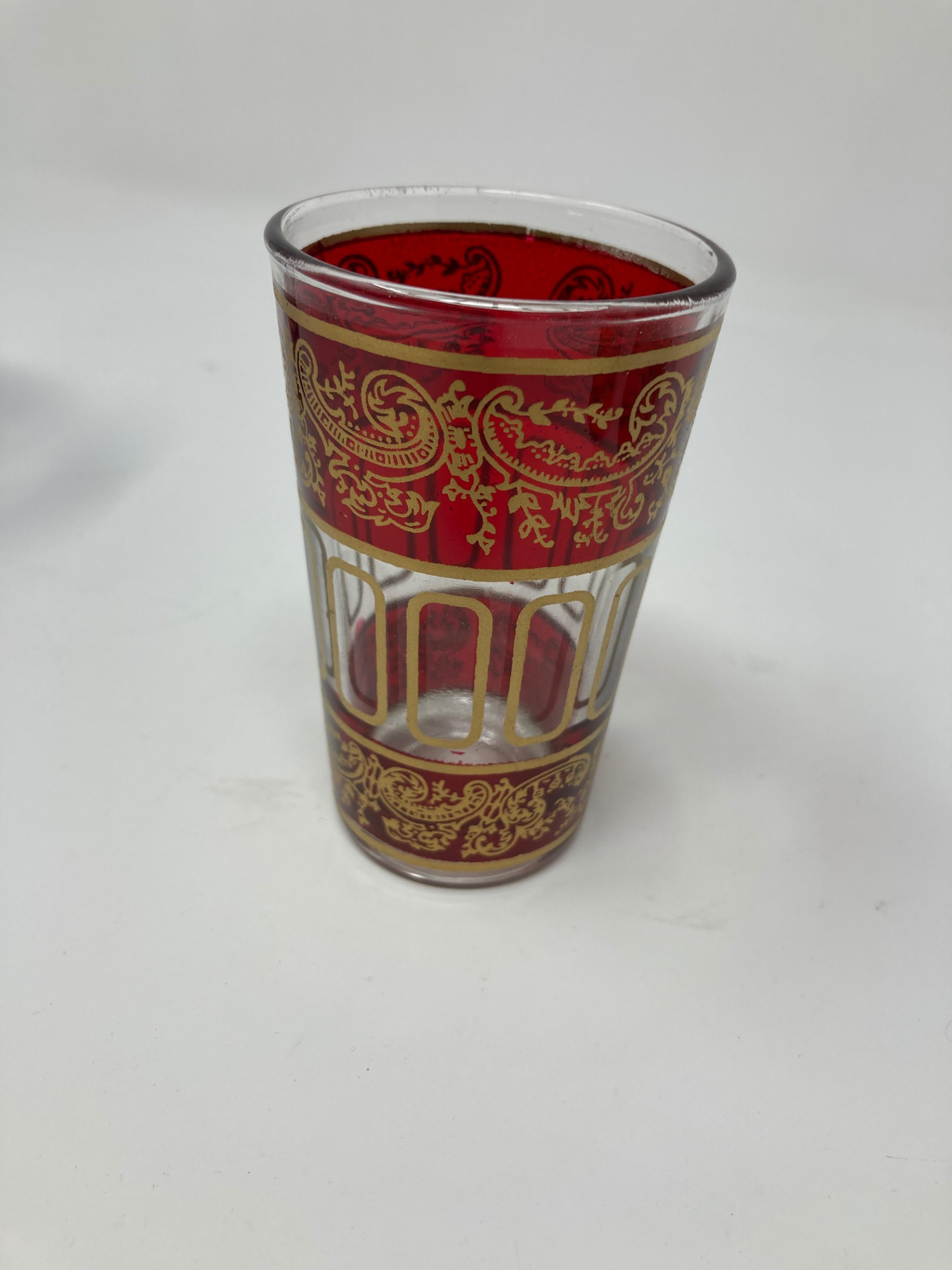 Vintage Shot Glasses with Gold Raised Moorish Design 4