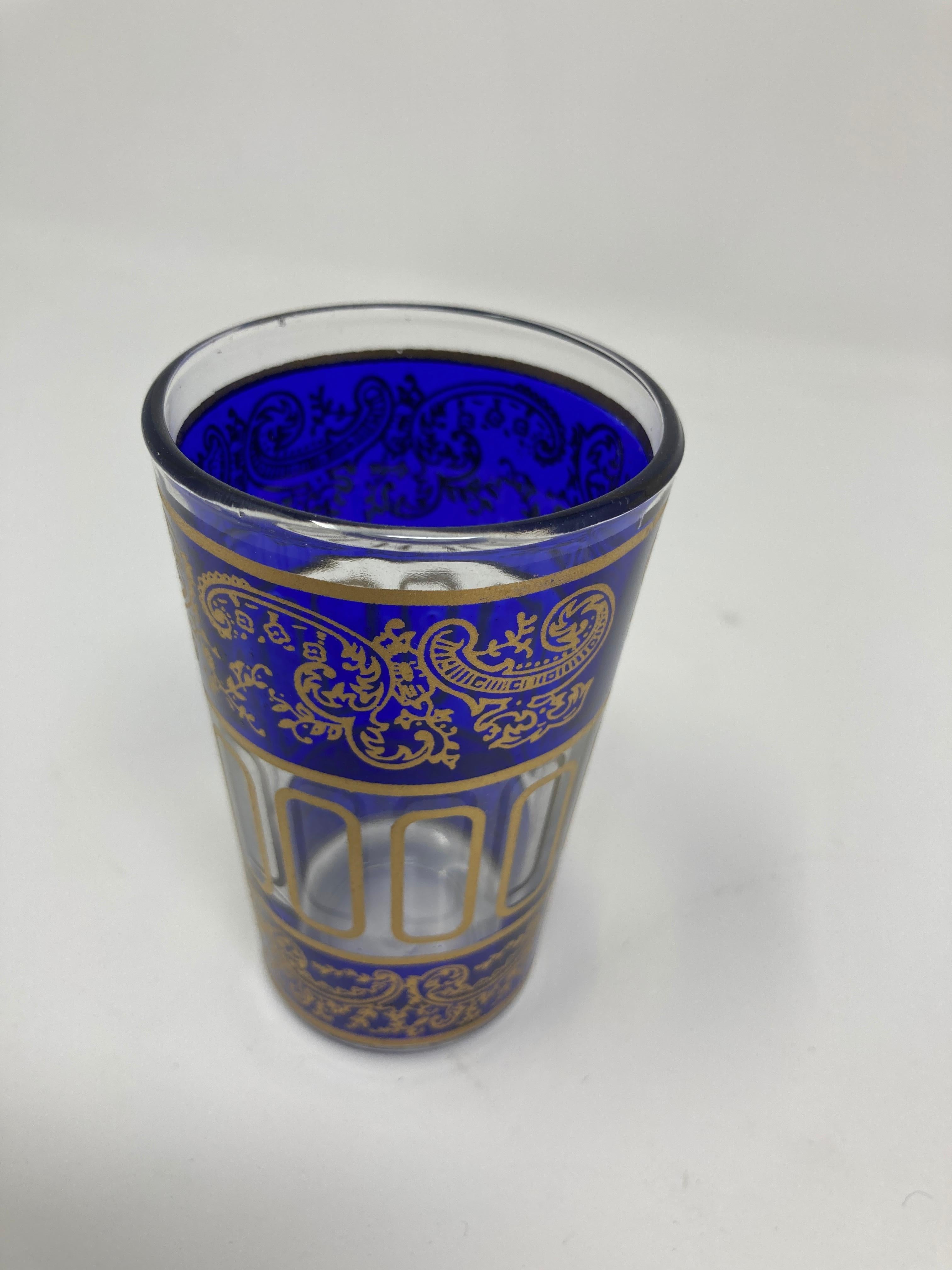 Vintage Shot Glasses with Gold Raised Moorish Design 5