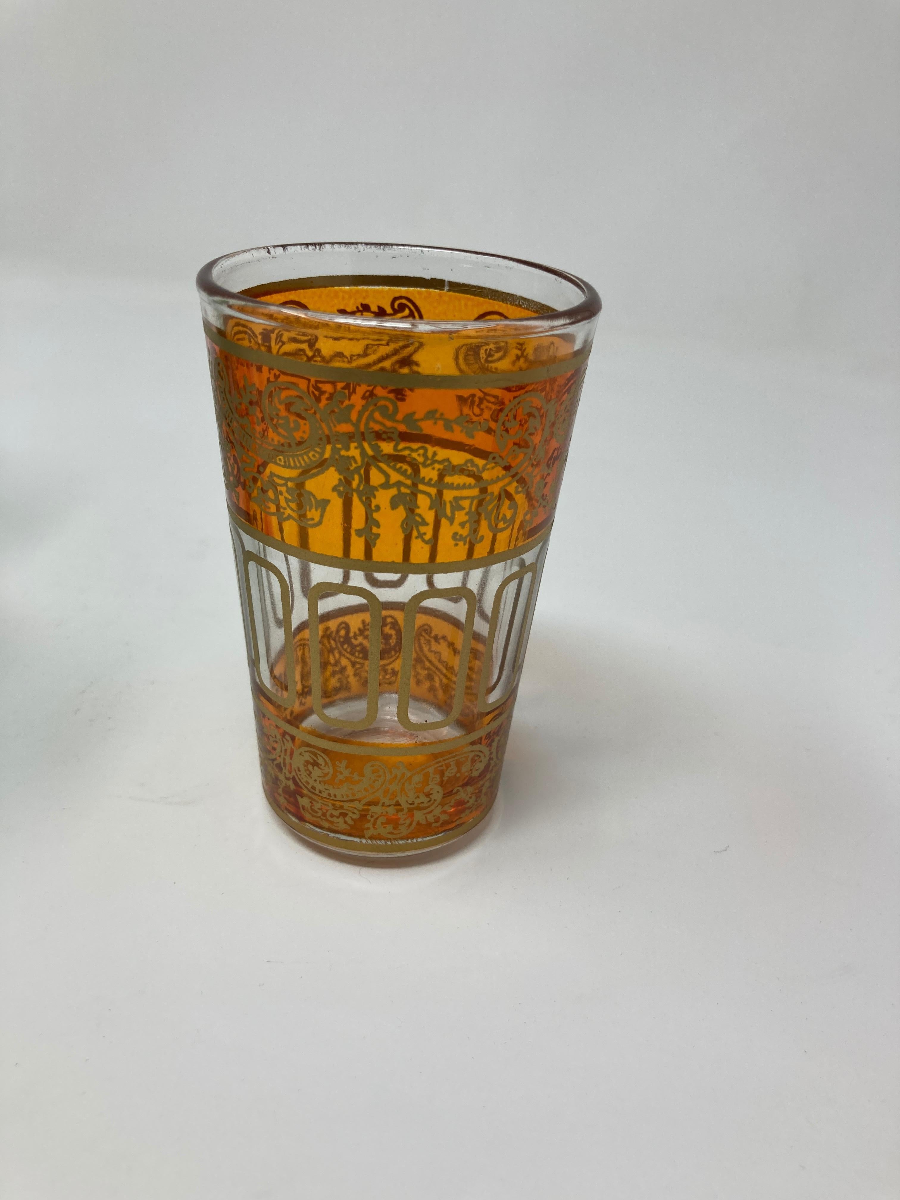 Vintage Shot Glasses with Gold Raised Moorish Design 1