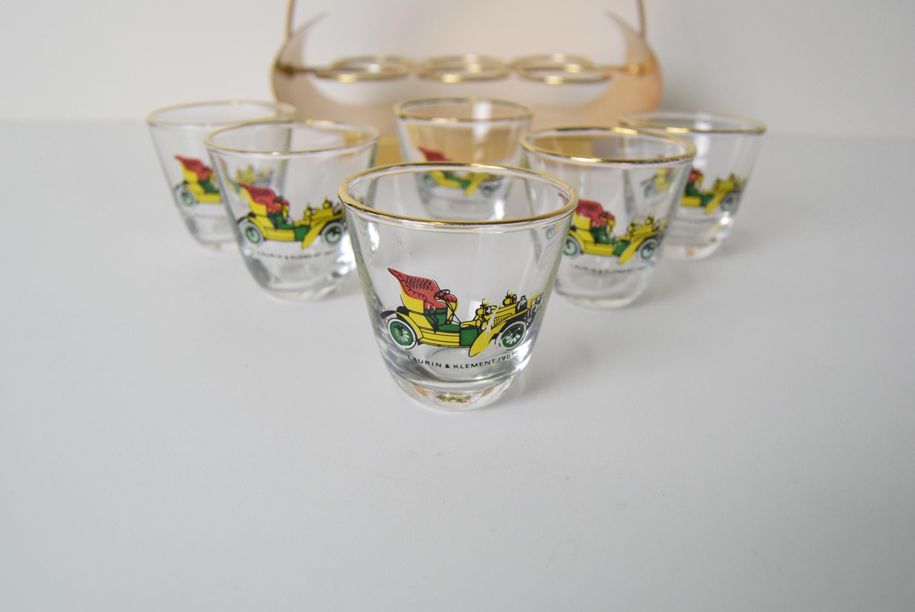 Vasos de chupito vintage con barra retro, Checoslovaquia, años 60. en venta 5