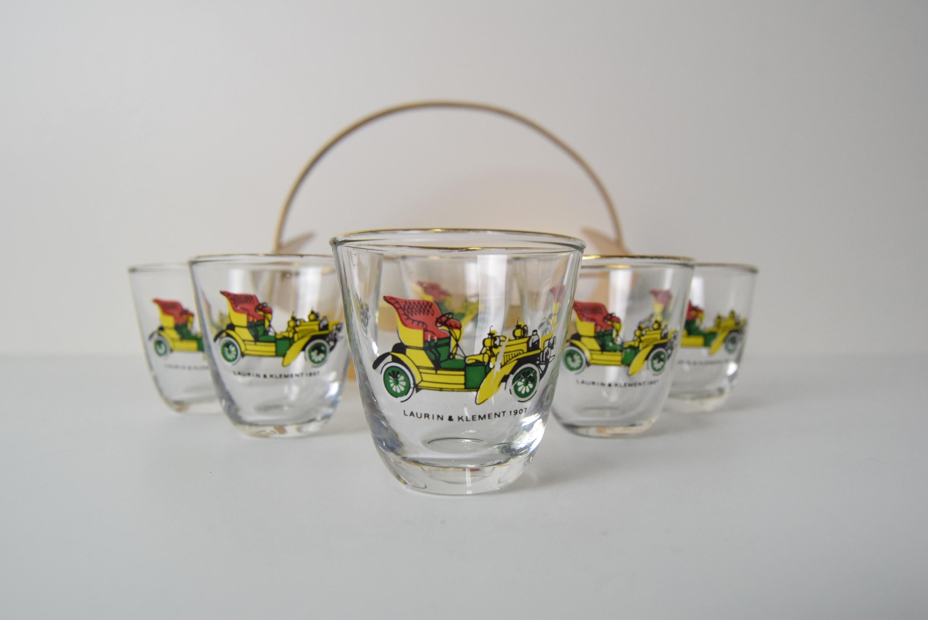 Vasos de chupito vintage con barra retro, Checoslovaquia, años 60. en venta 6