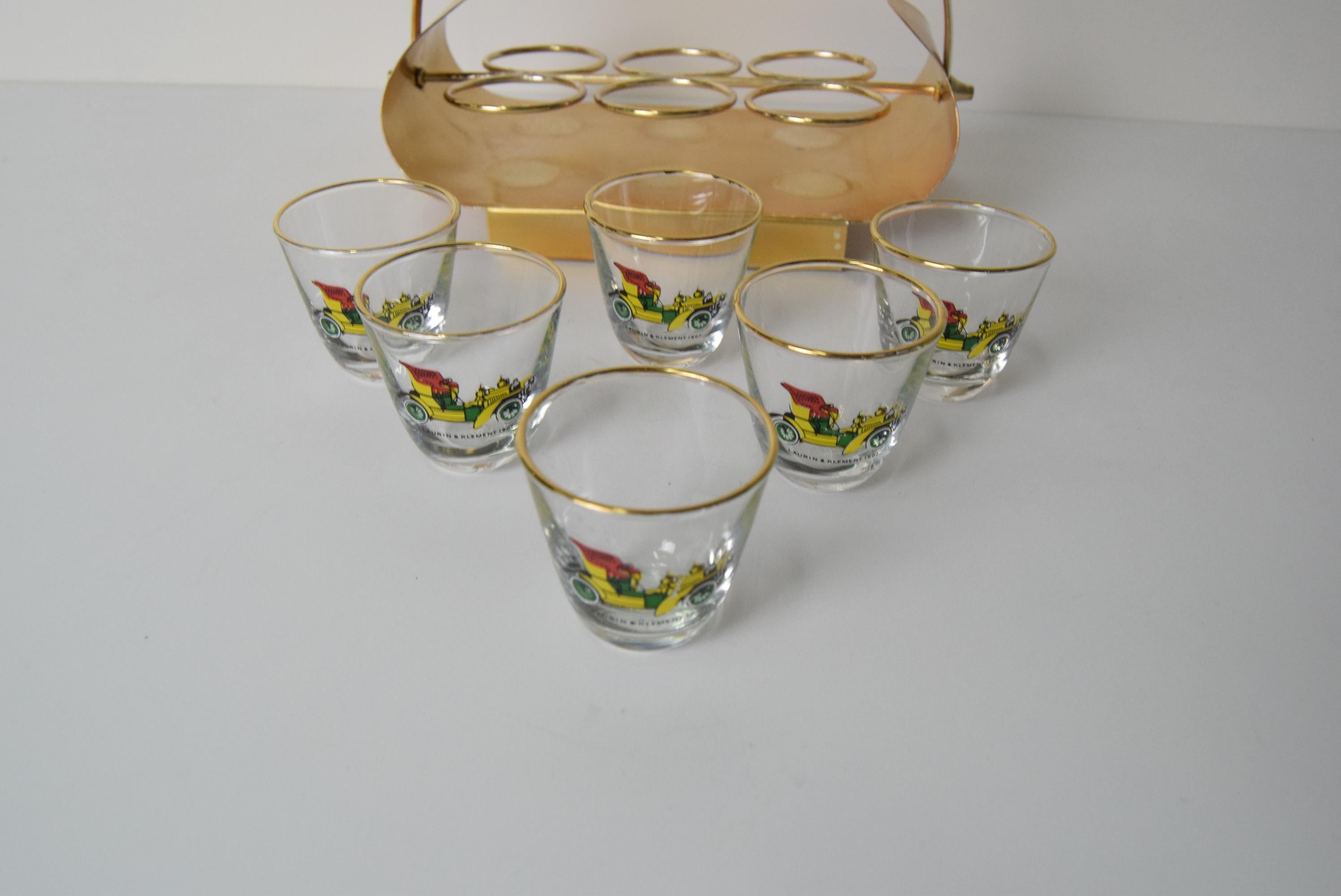 Vasos de chupito vintage con barra retro, Checoslovaquia, años 60. en venta 7