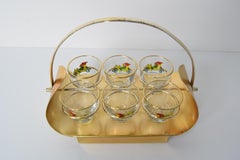 Vintage shot glasses with retro bar, Czechoslovakia, 1960's.