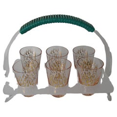 Vintage shot glasses with retro bar, Czechoslovakia, 1960's.