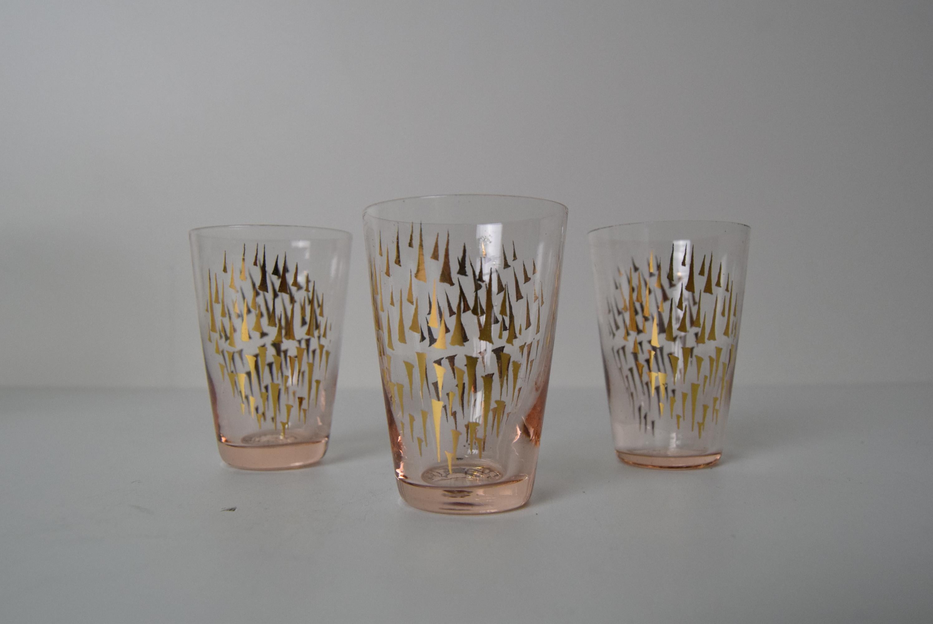Vasos de chupito vintage con barra retro, Checoslovaquia, años 60. en venta 2