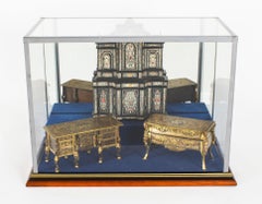 Vintage Showcase of French Miniature Furniture Mid 20th Century