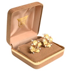 Vintage Shreve, Crump & Low Leaf-Branch Pattern Earrings, 18K Yellow Gold