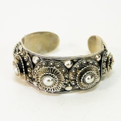 Vintage Siam Silver Decor Cuff Bracelet, 1940s