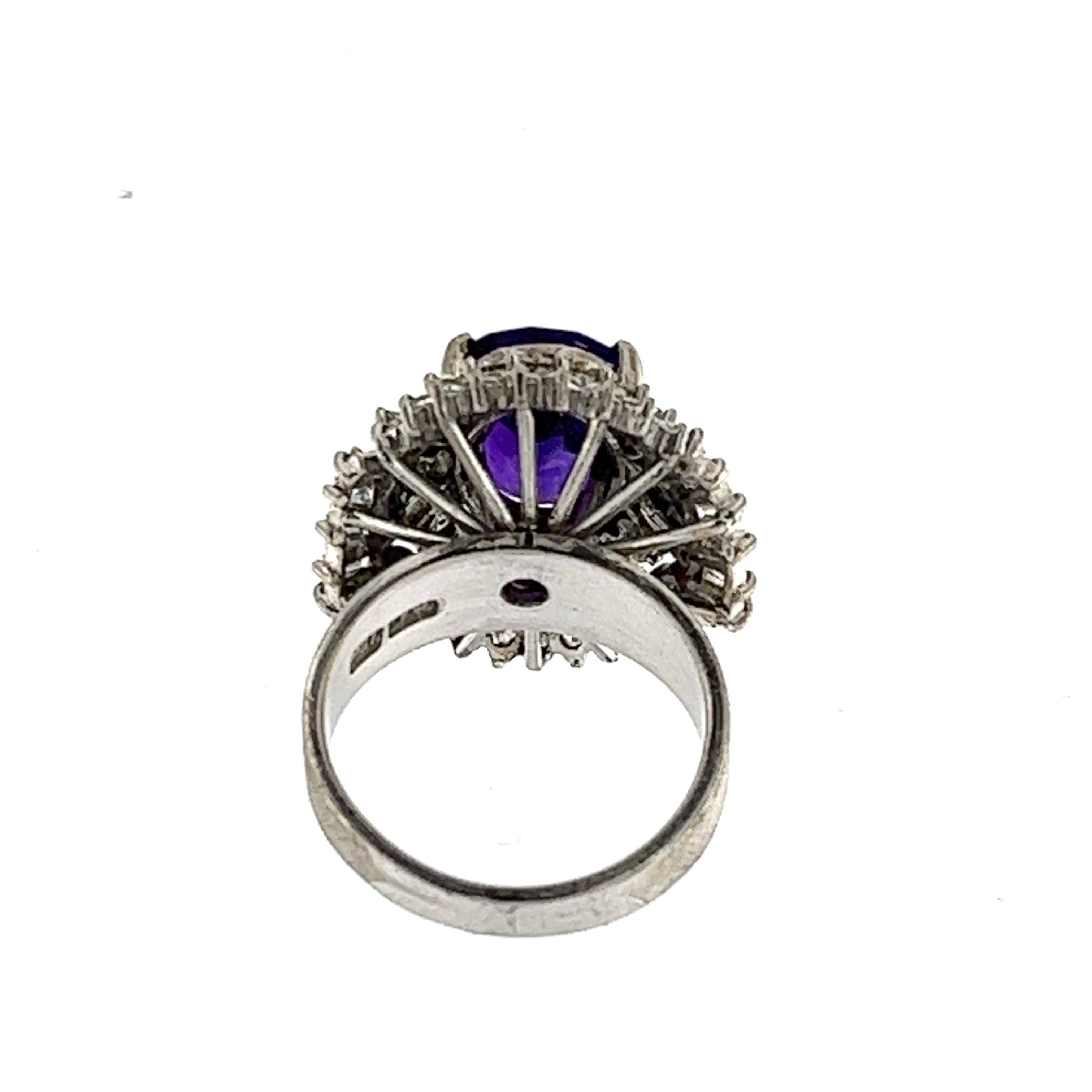 Vintage Siberian Amethyst and Diamonds Balerina Ring, 18k 4