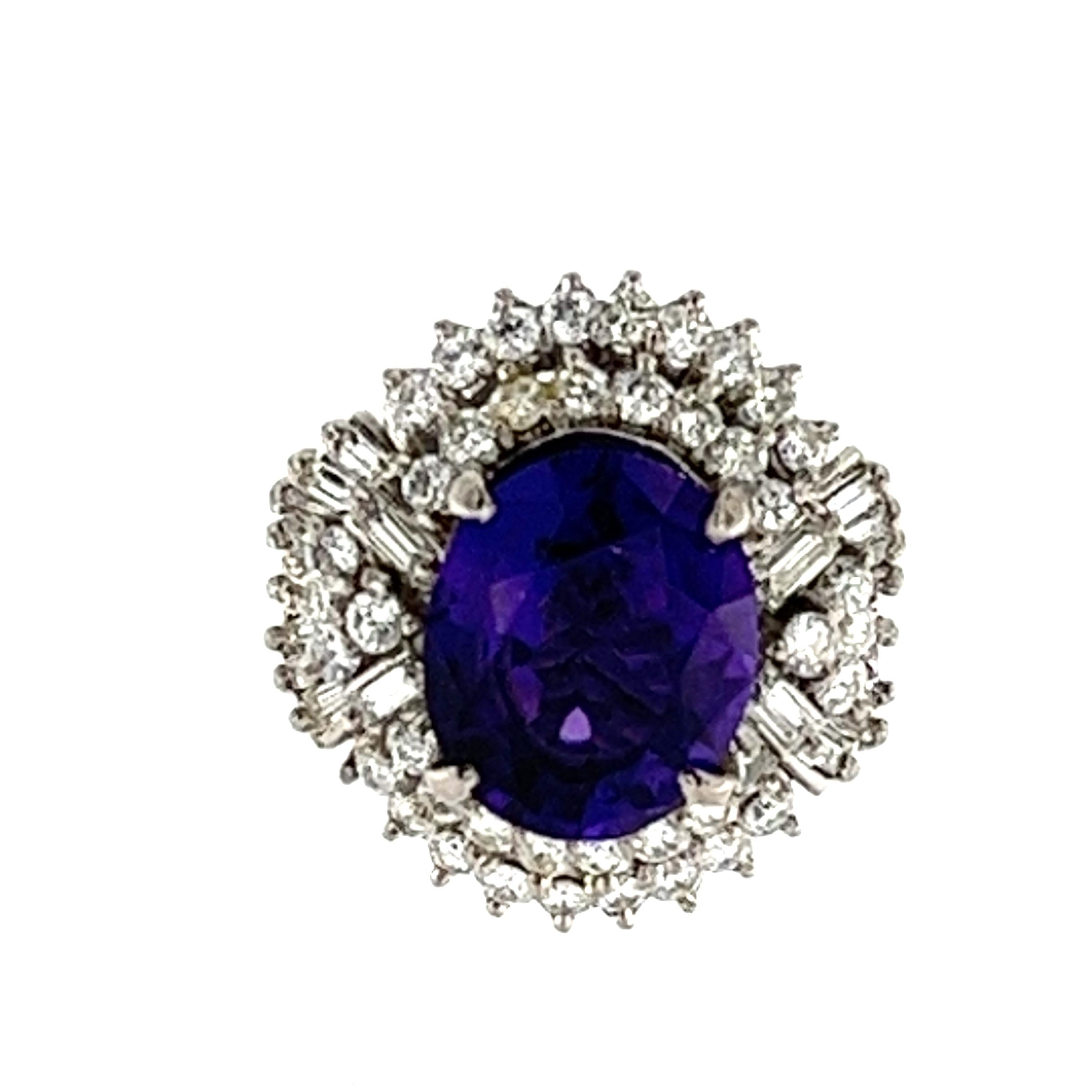 Vintage Siberian Amethyst and Diamonds Balerina Ring, 18k 3