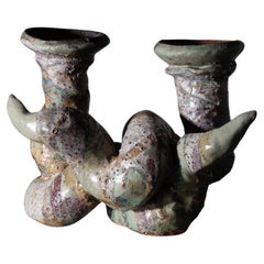 Vintage Sicilian ceramic candelabra