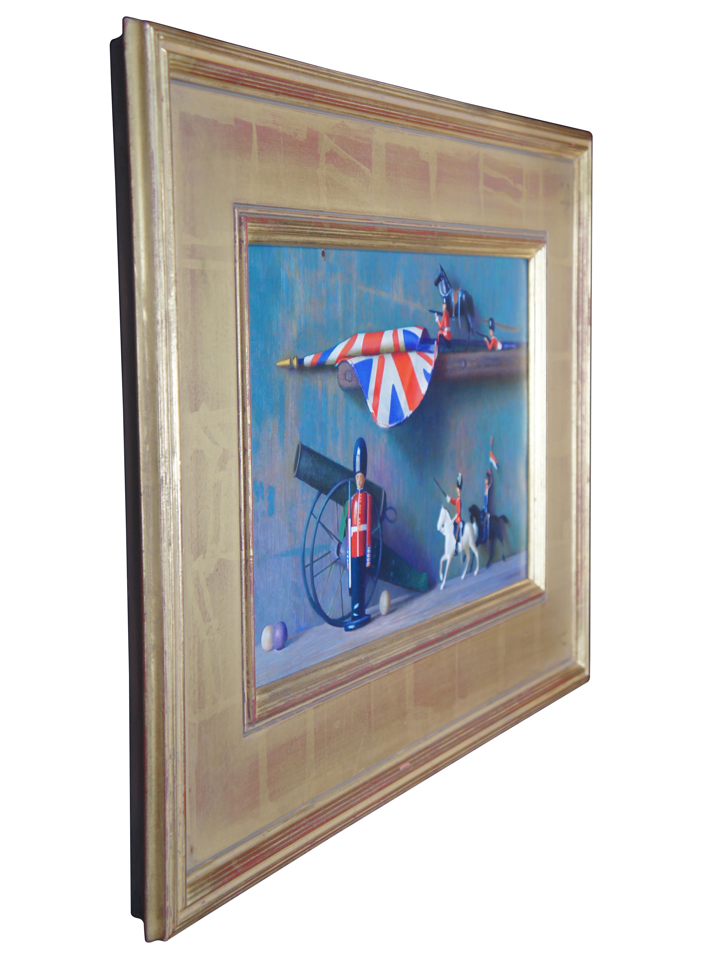 Vintage Sid Willis Toy Soldier British Military Still Life Oil Painting on Board In Good Condition In Dayton, OH