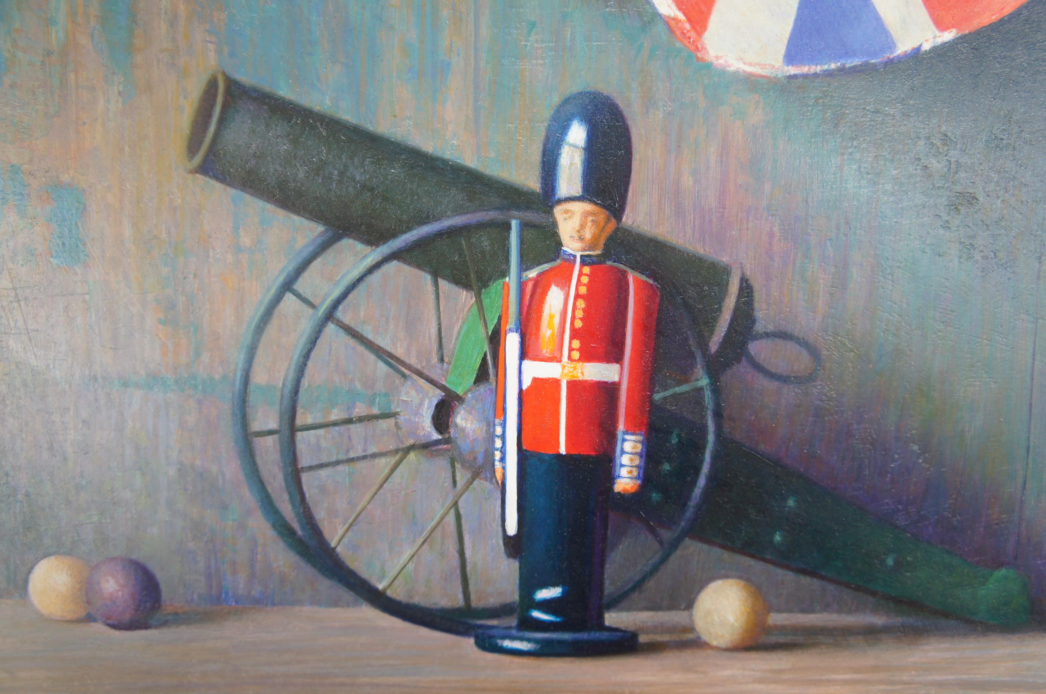 Vintage Sid Willis Toy Soldier British Military Still Life Oil Painting on Board 2