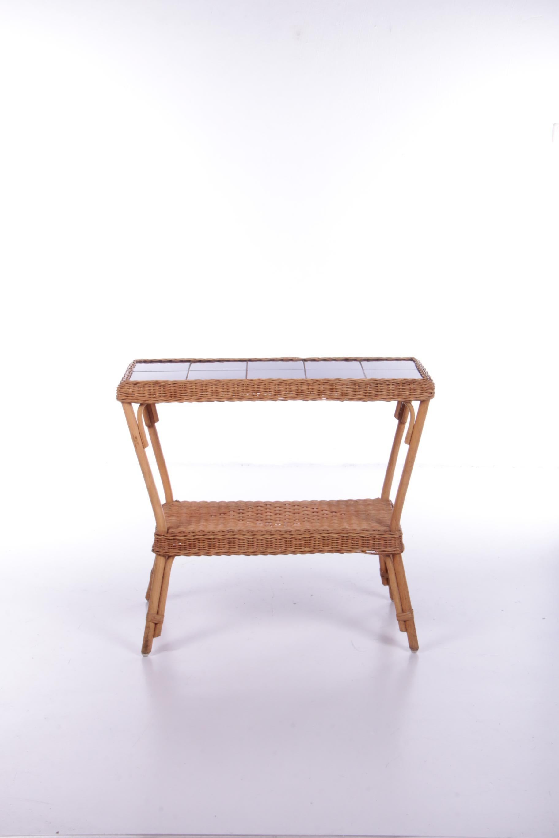 Milieu du XXe siècle Table d'appoint vintage en bambou de style bohème, France, 1960 en vente