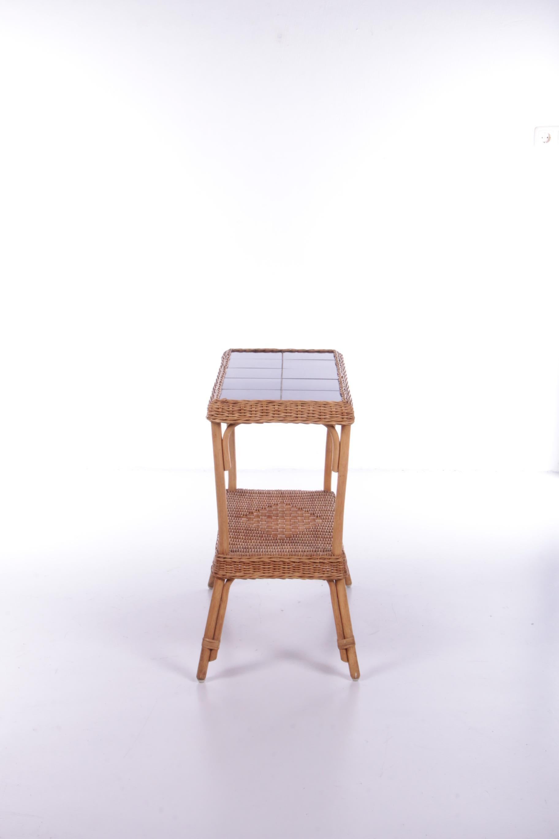 Céramique Table d'appoint vintage en bambou de style bohème, France, 1960 en vente